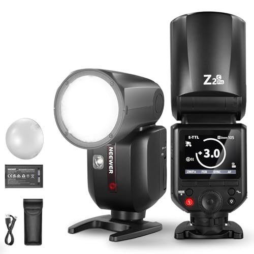 Image of NEEWER Z2PRO-C 2.4G TTL Round Head Flash Speedlite Compatible with Canon Camera, Wireless Compatible with Godox, 76Ws 1 /8000s HSS, Upgraded UI, TTL /M TCM Switch, 3000mAh 600 Full Power Light, Diffuser