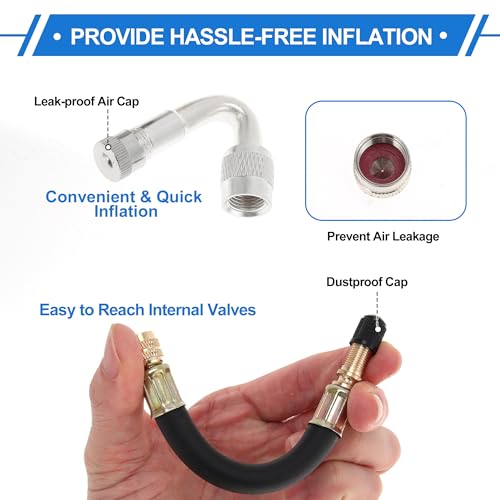 Image of Motoforti 1set 45 Degree Copper Tire Valve Extension with Durable Plastic 140mm Tyre Valve Inflation Adapter for Car Motorcycle RV Truck Bike