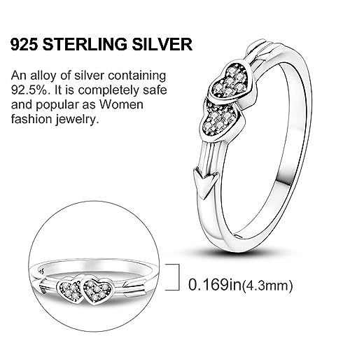 Hapour 925 Sterling Silver Rings for Women, Eternity Stacking Ring CZ Heart Cross Wedding Anniversary Promise Engagement Statement Ring, Animal Cat Flower Bee Daisy Ring Birthday Xmas Gift for Her4