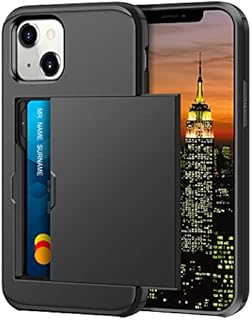 Coolden for iPhone 13 Case Wallet Case Cover Armor Shockproof Case Heavy Duty Protective Case Hard PC Back Soft TPU Bumper Card Holder Slot Wallet Case Cover for iPhone 13 Phone Case (Black)