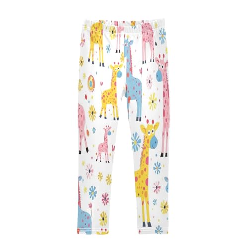 Bolaz Toddler Girls Leggings Printed Yoga Pants Leggings Yellow Blue Giraffes for Kids