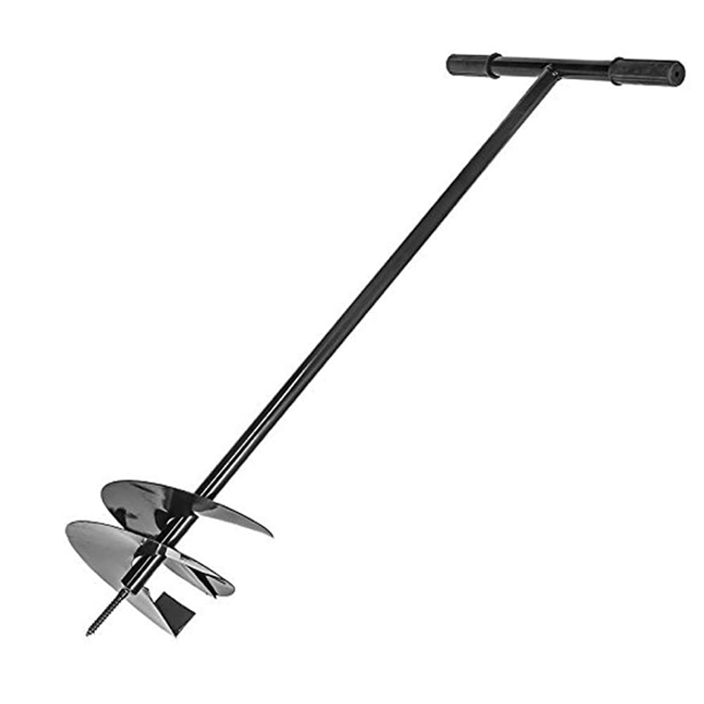 AGROHIT Erdbohrer Ø 250 mm, Handbohrer für Garten, Gartenbohrer aus Stahl, Handgriffe mit Gummi, Bequem & Stabil, Spiralbohrer, Pflanzenbohrer mit Gesamtlänge von 105 cm