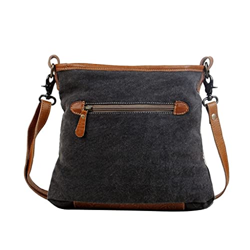 Myra Bag Tessellated Shoulder Bag Upcycled Cotton & Cowhide Leather S-28613