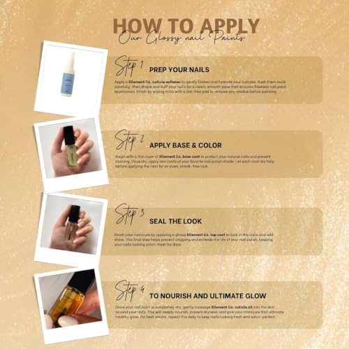 Image of Ellement Co Copper Nail Paint for Women 10 ML | High Gloss Long Lasting Nail Polish | Quick Dry & Chip Resistant Formula | Smooth Application with Salon Like Shine | Vegan, Non-Toxic Nail Colour for Party & Festive