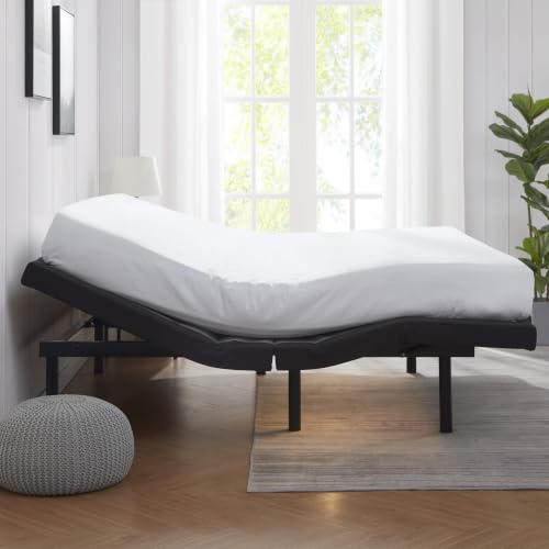Image of Nestl Adjustable Bed Base with Head & Foot Massage, Queen Size Frame | Adjustable bed base with wave massage, wireless remote control, integrated USB ports and under-bed LED lighting.