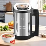 Homtone 1.6L Soup Maker Machine, Stainless Steel Programmable Soup Maker with Smooth & Chunky Settings, Anti-Dry Burn, Overfill Sensors, Self-Cleaning Mode for Quick Soups, Baby Food, Home Use White