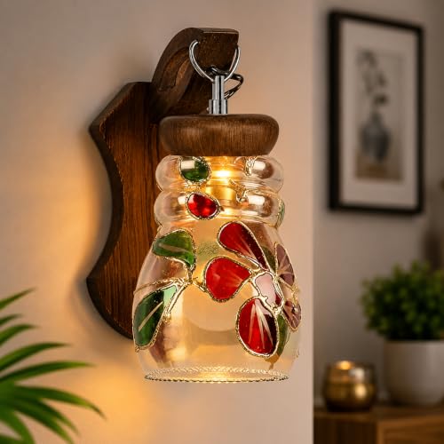 Image of Home Decor Wall Lights Glass Lamp Shade with Premium Finish & E27 Bulb Holder for Living Room, Bedroom, Balcony, Kitchen, Cafes | Decorative Night Lamps Fixtures | Elegant Wall Hanging Lights
