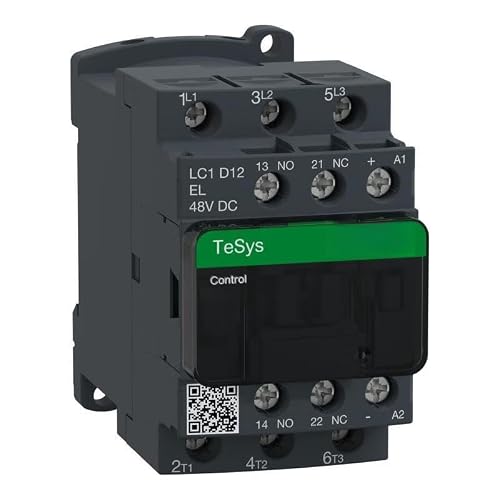 JJHQOKYNA TeSys D Series Three-Pole AC contactor DC Coil 12A 48VDC Low Power Consumption; LC1D12EL