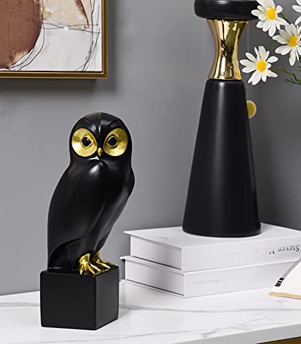 Quoowiit Owl Decor, Sculptures Home Decor, Cute Owl Sculpture For Home, Resin Animal Sculpture Crafts, Decoration Of Office, Bookshelf And Tv Cabinet, Gifts For Friends, Family And Owl Lovers (Black) #TOP2