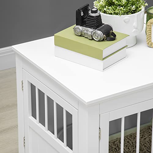 PawHut Hundekäfig, Hundehütte mit 3 Türen Hundebox für Zuhause Indoor, Hundehaus für kleine Hunde bis zu 10 kg, Möbel, Weiß 78 x 53 x 59,3 cm