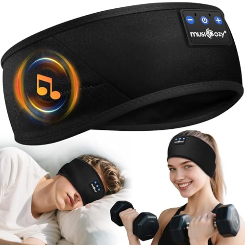 MUSICOZY Sleep Headphones Headband, Upgraded Bluetooth 5.4 & 16H Playtime - Ultra-Thin Wireless Headband Headphones for Side Sleepers, Machine Washable, Unisex for Sleeping, Yoga, Relaxation