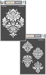 Brocade Stencil for Fabric Painting -Brocade and Damask Designs (2Pcs) - Size: A4 - Damask Stencil for Wall Painting - Mandala Art Design Stencils - DIY Mandala Painting Stencils