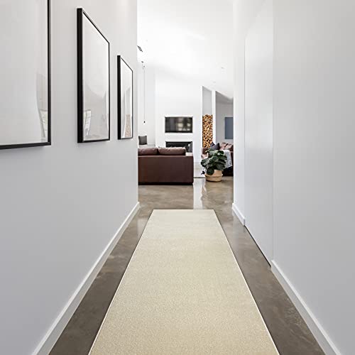 Alfombra de pasillo monocromática rugsx KARMEL blanca de 160x120 cm para suelo de salón 3