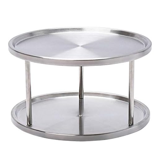 2 Tier Lazy Susan Turntable Organizer,Stainless Steel 360 Degree Turntable Pantry cabinet Turning Table Spice Rack Organizer Tray for Kitchen Bathroom Bedroom Parlor