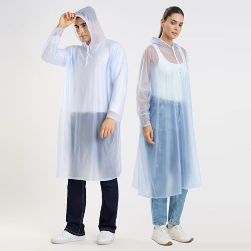 Image of ZEEL Unisex Outdoor Rain Poncho for Adult, Waterproof, Lightweight & Packable, Polyester Pullover Full Sleeves Hooded Rainwear, Poncho for Camping, Hiking, Travelling (EQRT101 AZ30, Free Size)