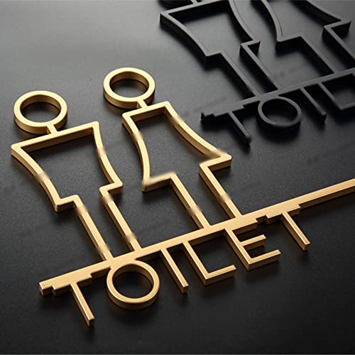 Letrero de baño for hombres y mujeres, decoración, letreros aluminio cepillado, con flecha