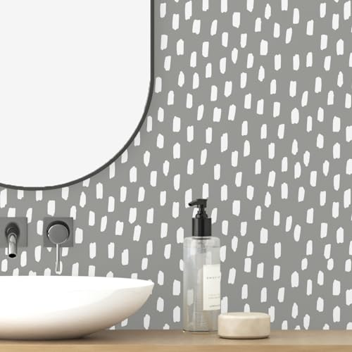 HAOKHOME Grey Peel and Stick Wallpaper Modern Geometric 17.3in x 32.8ft