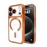 Eisuiyi iPhone 17 Pro 用 クリアソフトケース magesafe対応 メッキ加工 TPU 薄型 カメラレンズ保護 耐衝撃 アイフォン 17プロ 用 透明ケース 6.3インチ オレンジ