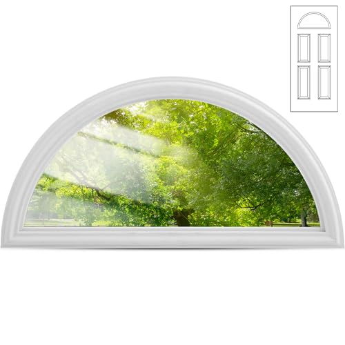 Pushglossy 22' x 10' Entry Door Glass Insert Half Round Top Exterior Door Window Inserts Replacement...