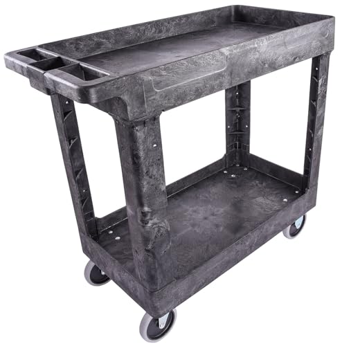 JEGS Heavy-Duty Utility Cart | 500 Lbs Capacity | Impact & Rust-Resistant Construction | 34 1/2in. L x 16 1/2in. W x 32 1/2in. H | 5in. x 1 1/4in. Caster Wheels | (2) Rigid & (2) Swivel Casters