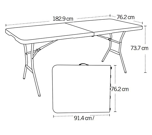 Table pliante Lifetime 183x76 cm blanche en résine haute densité pour réception - 4