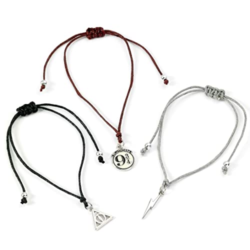 Harry Potter Deathly Hallows Lightning & Track 9 3/4 Women's Bracelet Set Silver