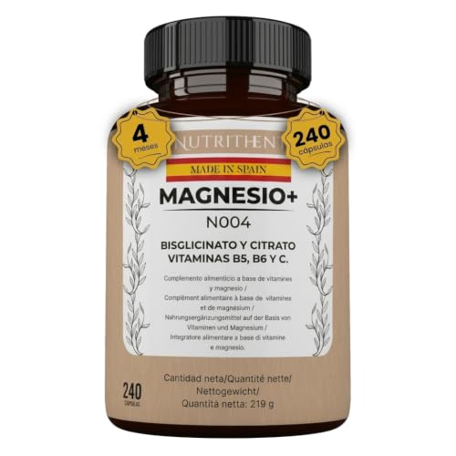 240 Cápsulas Citrato de Magnesio COMPLEX 1500mg + Magnesio Bisglicinato 600mg | Magnesium Complex con 345mg Elemental Puro para + 4 Meses Suministro (240 Cápsulas)