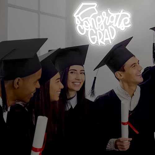 Image of Congrats Grad Neon Sign for Wall Decor Graduation Neon Led Sign Dimmable Graduation Light Up Sign for Backdrop Congrats Neon Light Sign for Class Of 2026 Party Dorm Celebration Gifts