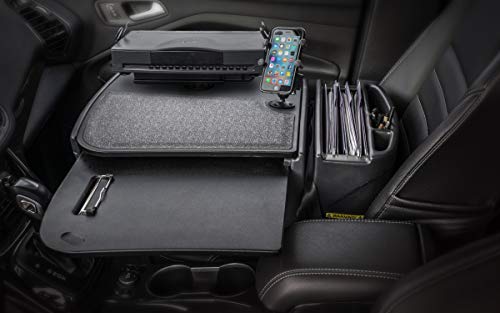 Image of AutoExec AE-GMCD-PM-PS-BT GripMaster Car Desk for Your Vehicle Workstation and Mobile Office, Black with Phone Mount and Printer Stand