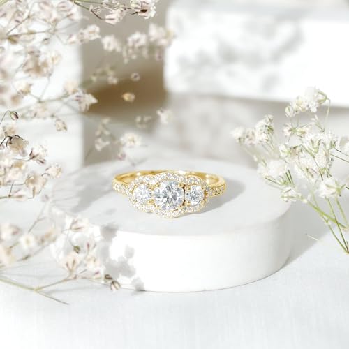 Certified Lab Grown Diamond 3 Stone Engagement Ring, Ef-Vs Quality, Past Present Future Diamond Ring - Gift For Women3