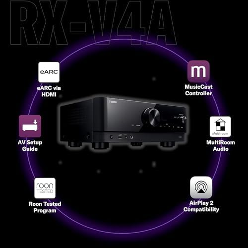 Bild 4 - Yamaha Receiver RX-V4A – Netzwerk-Receiver mit MusicCast Surround-Sound, Gaming spezifischen Funktionen und Voice Control Systemen – Allround-Talent mit 5.2 Kanälen,schwarz
