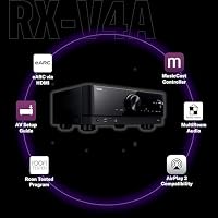 Yamaha Receiver RX-V4A – Netzwerk-Receiver mit MusicCast Surround-Sound, Gaming spezifischen Funktionen und Voice Control Systemen – Allround-Talent mit 5.2 Kanälen,schwarz – Ansicht 5