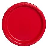 Unique 31454EU Umweltfreundliche Pappteller-18 cm-Rot Farbe-Packung mit 20 Stück, Red