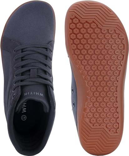 Image of WHITIN Men's Wide Hi-top Minimalist Barefoot Sneakers | Zero Drop Sole | Cushioned Ankle Support
