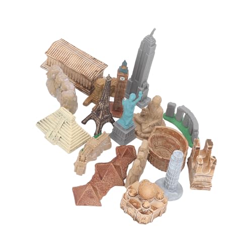 JTLB 17PCS Miniature Ancient Building, Global City Landmarks, Egyptian Pyramid Model Kit, World City Figurines - Image 4