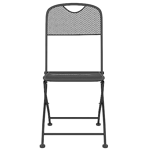 Chaise de jardin pliante en fer robuste et finition anthracite durable