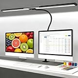 QUMAKU 33Inch Desk Lamp for Home Office, Eye-Caring Architect Desk Lamp with Clamp, 24W Ultra Bright Auto Dimming Computer Light Stepless Dimming and Tempering Table Light for Reading, Study, Work