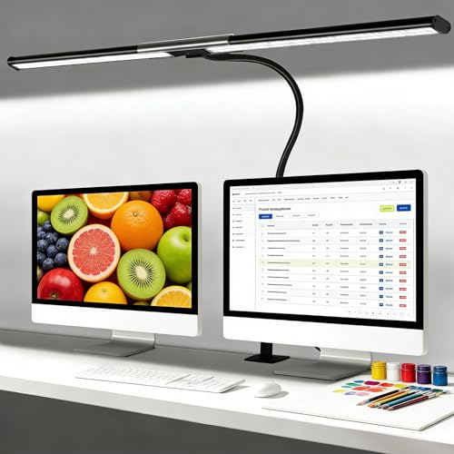 QUMAKU 33Inch Desk Lamp for Home Office, Eye-Caring Architect Desk Lamp with Clamp, 24W Ultra...