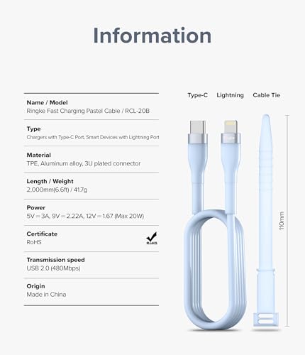 Cable USB C a Lightning compatible con iPhone 14 13 Pro Max Ringke 2m 7