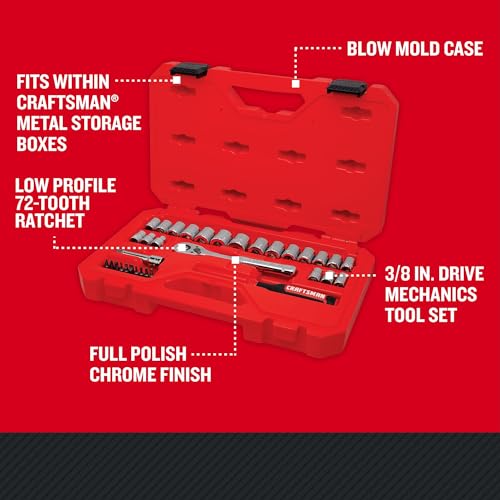 Image of CRAFTSMAN Mechanics Tool Set, 33 Piece, 3 /8 Inch Drive SAE /Metric (CMMT12113)