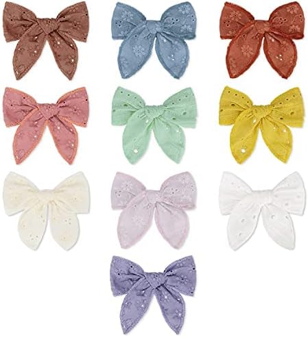 MAKINGTECHair Bow Clips, Random 10 Pieces Baby Girl Solid Bow Hair Clips Handmade Hair Bow Alligator Clips Hair Accessory for Babies (10 Pcs)