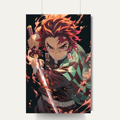 Image of Tanjiro Kamado Poster | Demon Slayer Anime - kimetsu no yaiba | Laminated | For Wall, Office and Home Decor | A3 and A4 Sizes (A4 Medium, 7)