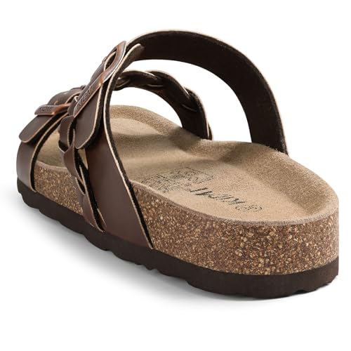 Image of KIDMI Women's Cork Footbed Sandals with Arch Support Comfortable Slip-On Slide Sandals With Adjustable Buckle for Summer