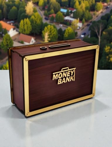Image of FASTRUSH Wooden Money Bank with Rs. 5000 Savings Counter, Piggy Bank for Kids, Gullak, Financial Management Learning