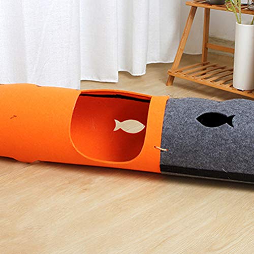 Maca multifuncional para gatos em túnel para animais de estimação com feltro (laranja 44 * 60 cm)