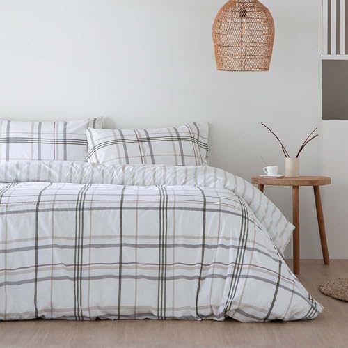 Miniatura 2 de COTTON ARTean Funda nordica Cama 105 Percal Algodón 200 Hilos Ali Beige | Incluye 2 piezas: F.Edredón 180x220 +1 F.de Almohada Cierre Botones. Certificado OEKO-TEX