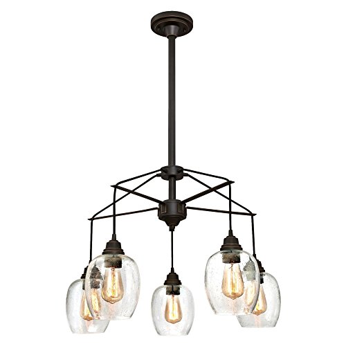 Westinghouse 6333100 Eldon Five-Light Indoor Chandelier, Oil Rubbed Bronze Finish with Highlights and Clear Seeded Glass