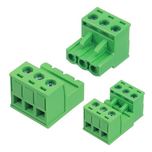 MECCANIXITY 8 Set 3 Pin 5mm 0.2 Inch Pitch PCB Mount Screw Terminal Block Connector Male Female, Green
