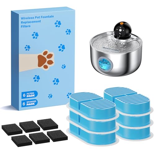 Filtre Fontaine a Eau Chat: 12 Filtres Fontaine à Eau pour Chat - NOBXBON Fontaine a Eau 6 Filtres à Charbon Actif + 6 Filtres Éponge - Forfait De 3 Mois