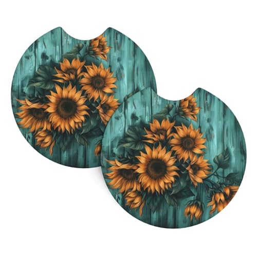 2 Coasters para Portavasos de Auto Color Girasol miniatura 1